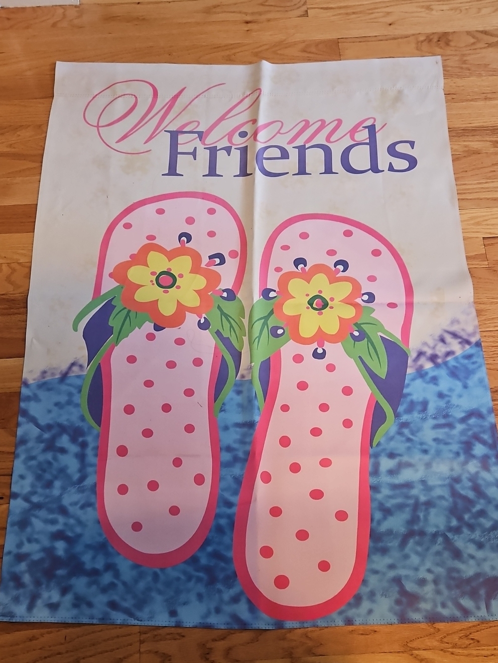 Welcome Friends Pink Flip-Flop OUTDOOR FLAG!